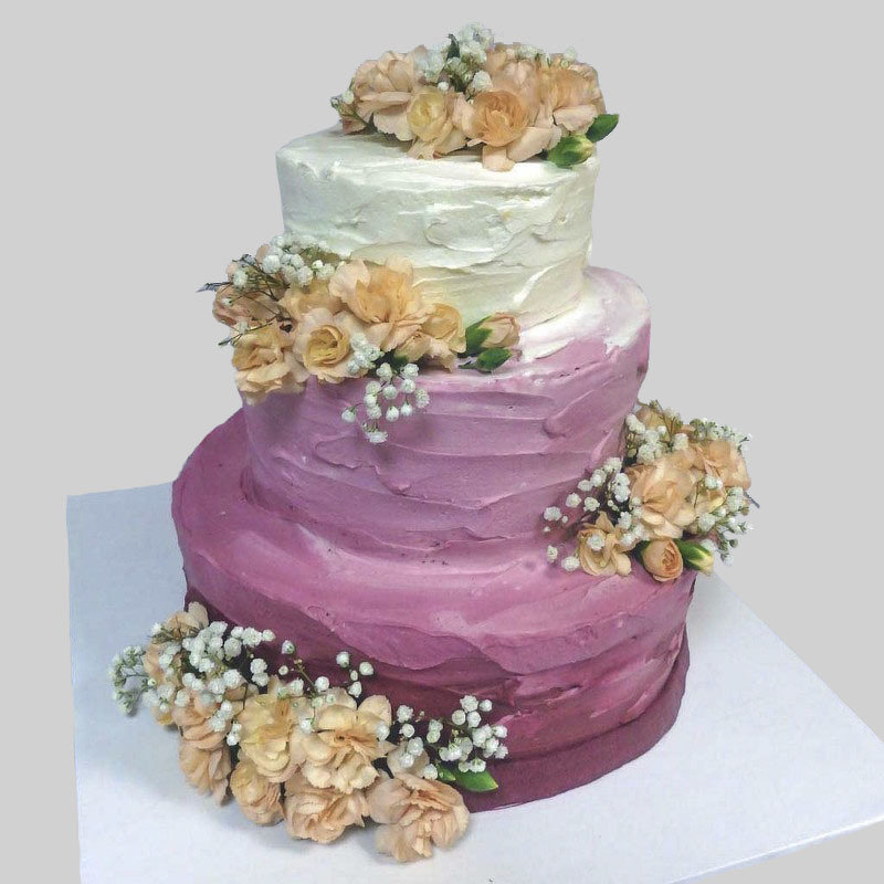 Торт Кремовый с живыми цветами